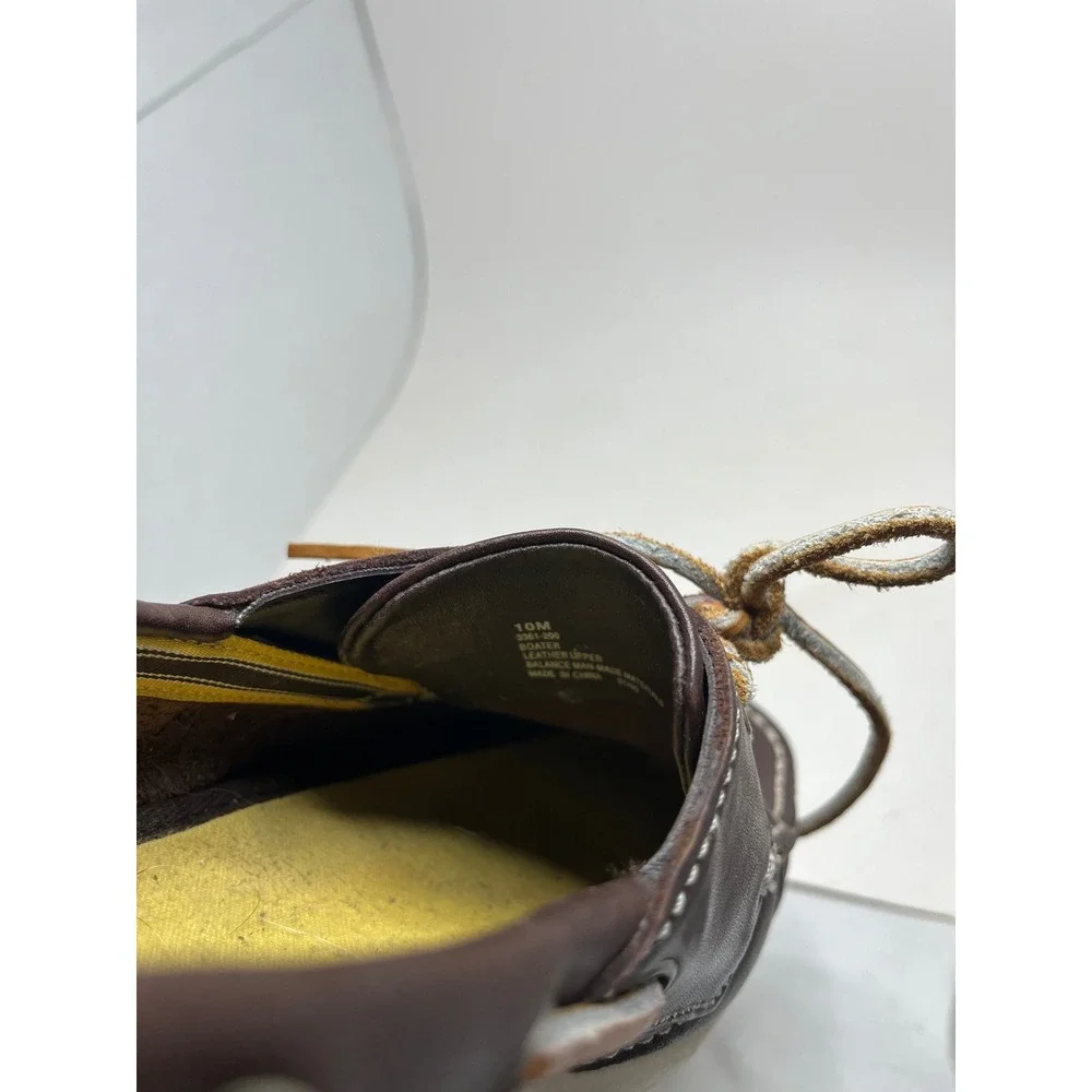 Bass Mens Boat Shoes 10M Brown Leather Boater Moc Toe Casual Lace Up  Two Eyelet